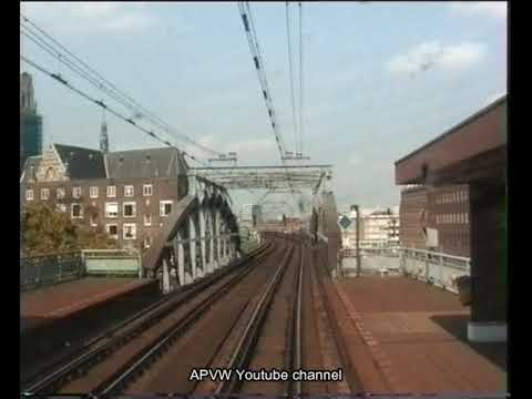 Cabinview. Trainride through Rotterdam over the old harbour bridges.