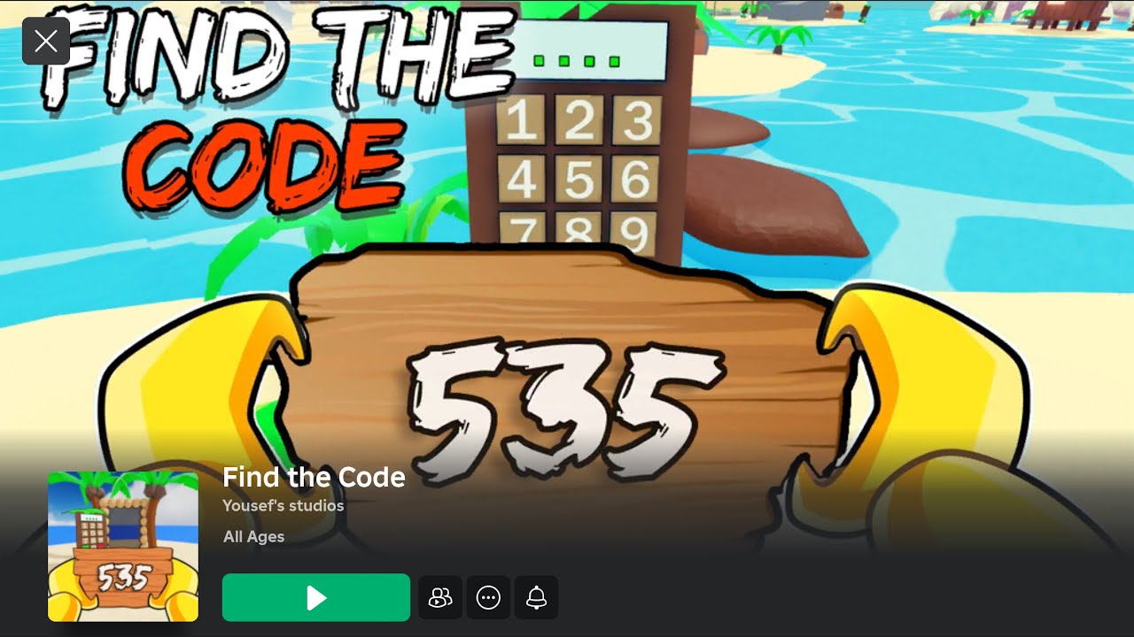 Find the Code 🔢 (Yousef’s Studios) Roblox game complete play through guide all codes part 1