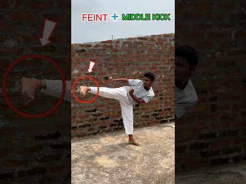Karate Feint & Side Middle Kick Combo 🥋👊 | Yoko Geri Chudan Tutorial ) #shorts #martialarts ! 💥🔥