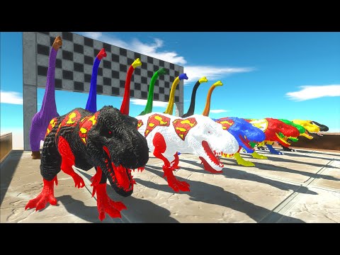 Brachiosaurus vs T-rex Superman Dc Marvel Speed Race Championship Hunting Found Jurassic world