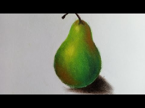 Drawing a pear 🍐with soft pastels