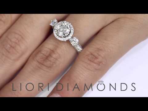 ER-SOLD-218 - 3.18 Carat G-SI1 Natural Round Diamond Engagement Ring 18k White Gold Pave Halo
