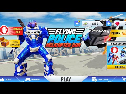 Flying police helicopter car transform robot game level 6 \ new game for Android phone \ trending