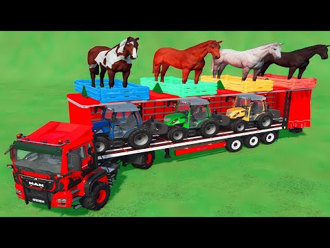 LOAD & TRANSPORT HORSES and RIGI TRAC TRACTORS WITH MAN TRUCK - Farming Simulator 22