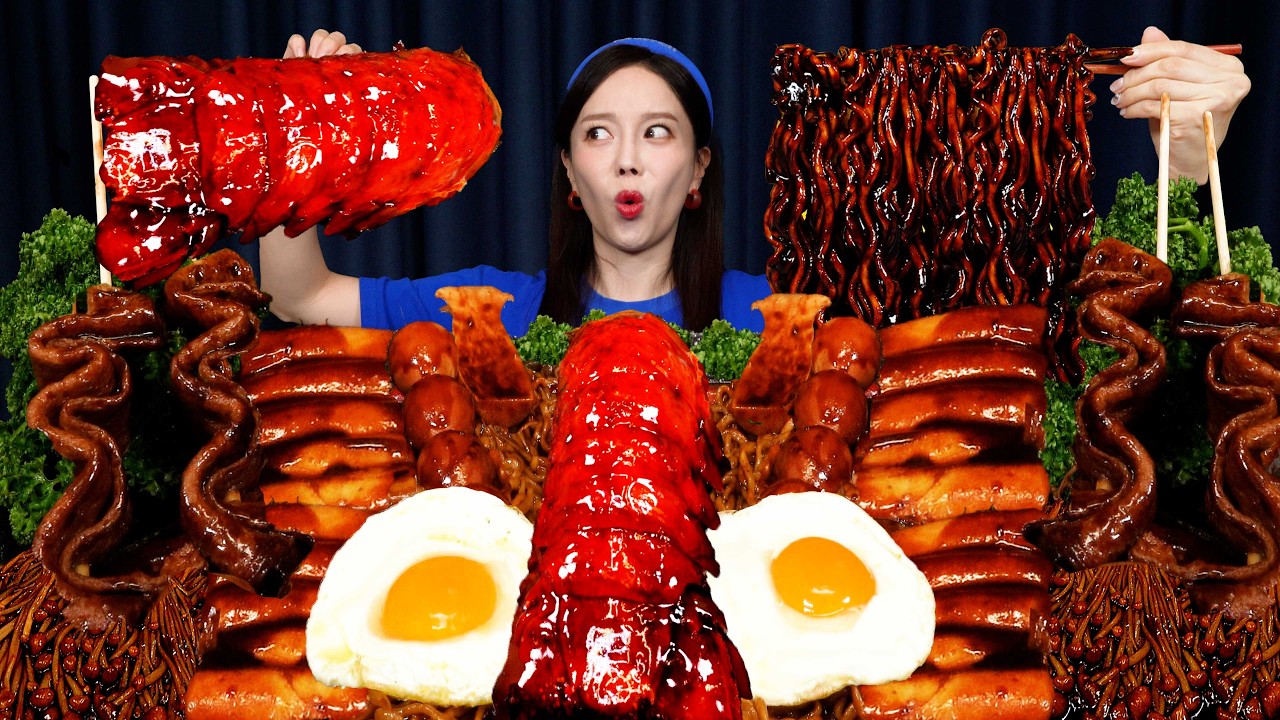 랍스터 테일 🦞 짜장 떡볶이 & 짜파게티까지 야무지게 먹방 ! Lobster Tail & Jjajang Tteokbokki Seafood Mukbang ASMR Sso