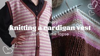Knitting timelapse - v-neck cardigan vest with leftover yarn (color knitting)