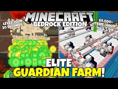 silentwisperer - Minecraft Bedrock: Elite Guardian Farm Tutorial! Level 30 In 30 Seconds! 69,000 Items/Hour!
