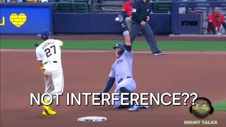 Aaron Judge blocks the ball with his hand sliding into 2nd base!! vs. Brewers