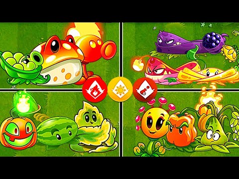 Random 4 Team Plants Fire + Enlighten + Arma - Who Will Win? - PvZ2 10.6.1 Team Plants Battles