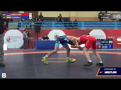 Round 3 FS - 45 kg: V. AMIRKHANYAN (ARM) v. H. REZVANIAN (IRI)