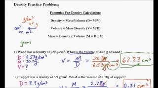 Density, Mass and Volume Problems Part 2