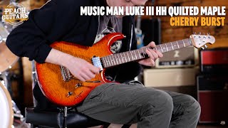 Video thumbnail for No Talking...Just Tones | Music Man Luke III HH Cherry Burst Quilt Figured Roasted Neck by Peach Guitars