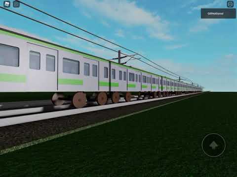 A Japanese train going  past’s QRNational street in Roblox