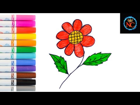 Flower coloring / Easy drawing step by step #coloring #drawing