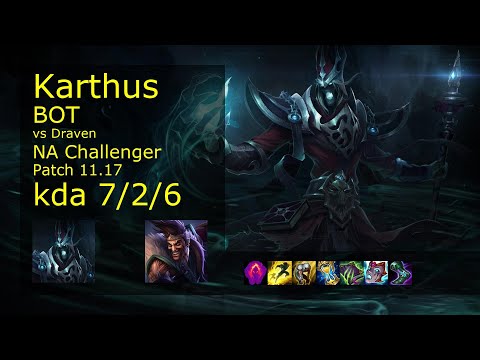Karthus Bot & Blitzcrank vs Draven & Nautilus - NA Challenger 7/2/6 Patch 11.17 Gameplay