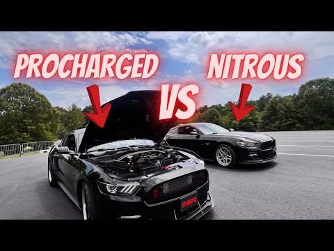 PROCHARGED VS NITROUS MUSTANG… 1/8TH MILE DRAG RACE #mustang #boosted #dragrace