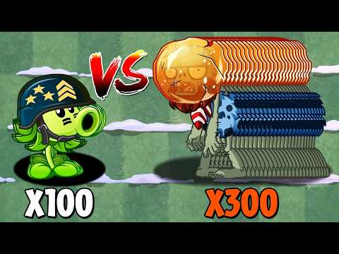 100 Plants Max Level Vs 300 Zombies Level 1 - Who Will Win? - PVZ 2 Challenge