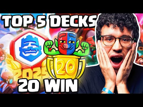 TOP 5 DECKS CHALLENGE 20 WINS... TIPS TO PLAY LIKE A PRO! - CLASH ROYALE ITA