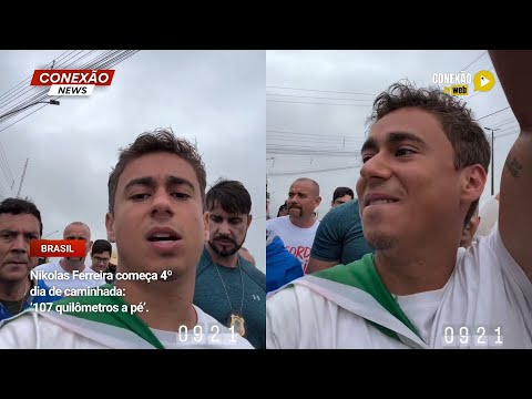 Vídeo: Nikolas Ferreira começa 4º dia de caminhada: ‘107 quilômetros a pé’.