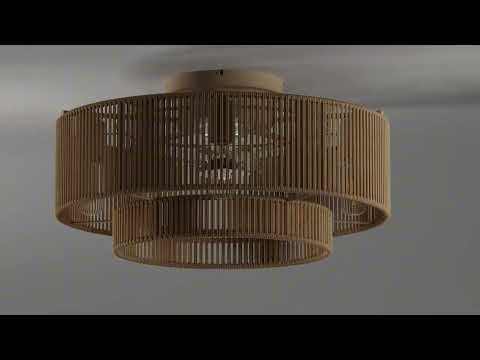 20" Barby Boho Ceiling Fan with Rattan Light Shades & Remote Control