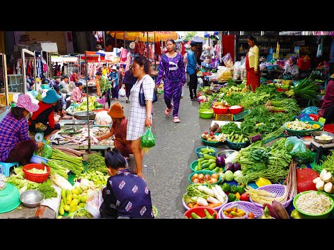 Routine Fresh Food @ Cambodian Market - Khmer Traditional Food Market - Food Rural TV