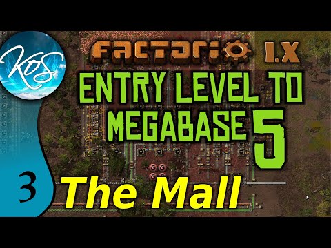 Factorio 1.X Entry Level to Megabase 5 - 3 - MAKING A MALL, BITER ATTACK! - Guide, Tutorial
