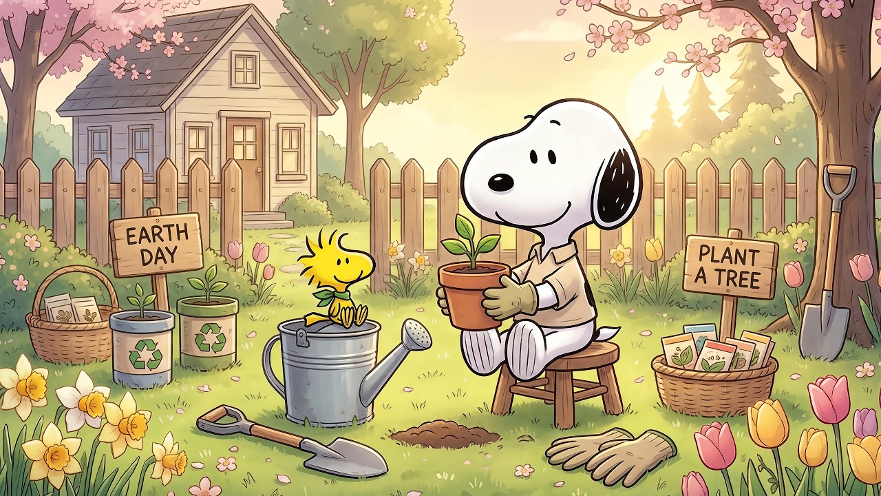 Cozy Earth Day with Snoopy & Woodstock 🌳 Relaxing Spring Jazz Vibes 🌷 Peaceful Spring Tunes
