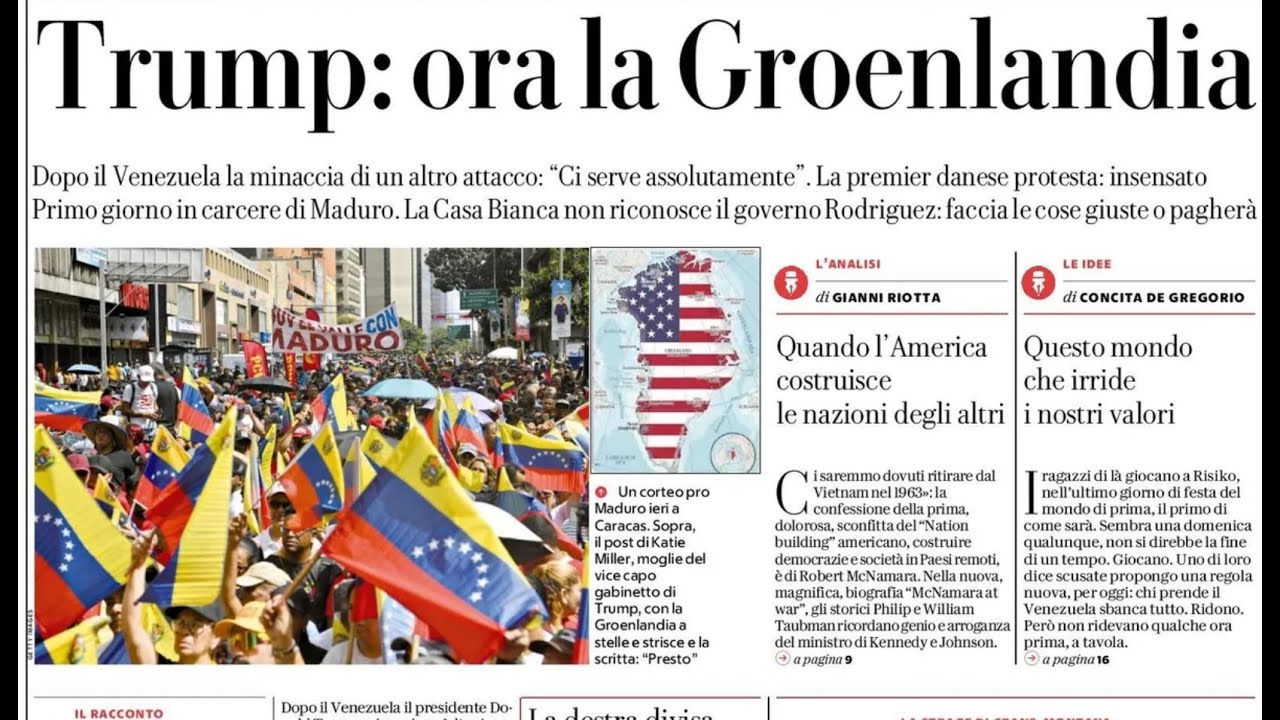 RASSEGNA STAMPA 4 GENNAIO 2026. QUOTIDIANI NAZIONALI ITALIANI  PRIME PAGINE DEI GIORNALI DI OGGI