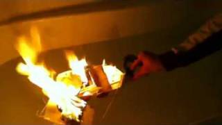 Paper boat burning