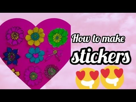 How to make flower stickers at home/Homemade Stickers/Areeba Dolls World