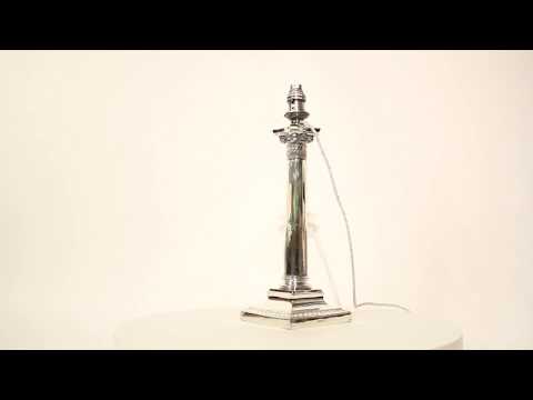Antique Victorian Silver Plated Corinthian Column Table Lamp
