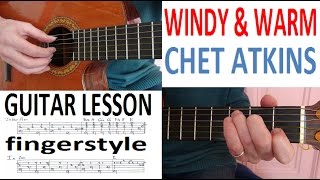WINDY & WARM - CHET ATKINS - fingerstyle GUITAR LESSON
