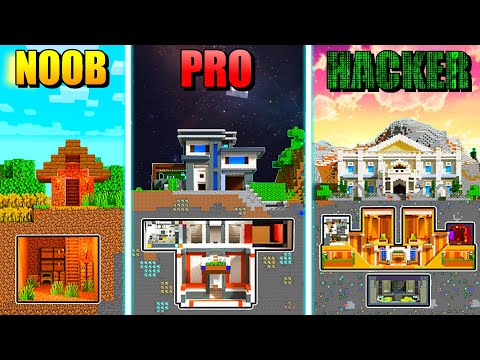 Jeg udforsker en Noob, en Pro, og en Hackers Hemmelige Base!!