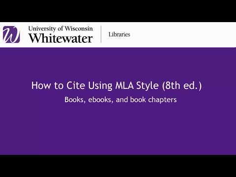 How to cite using MLA style 8th edition: Books