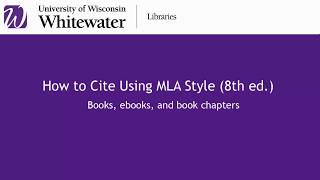 How to cite using MLA style 8th edition: Books