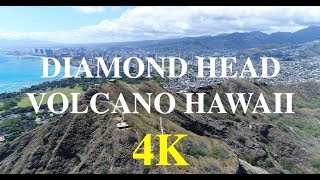 DIAMOND HEAD VOLCANO CRATER, OAHU HAWAII, 4K DRONE