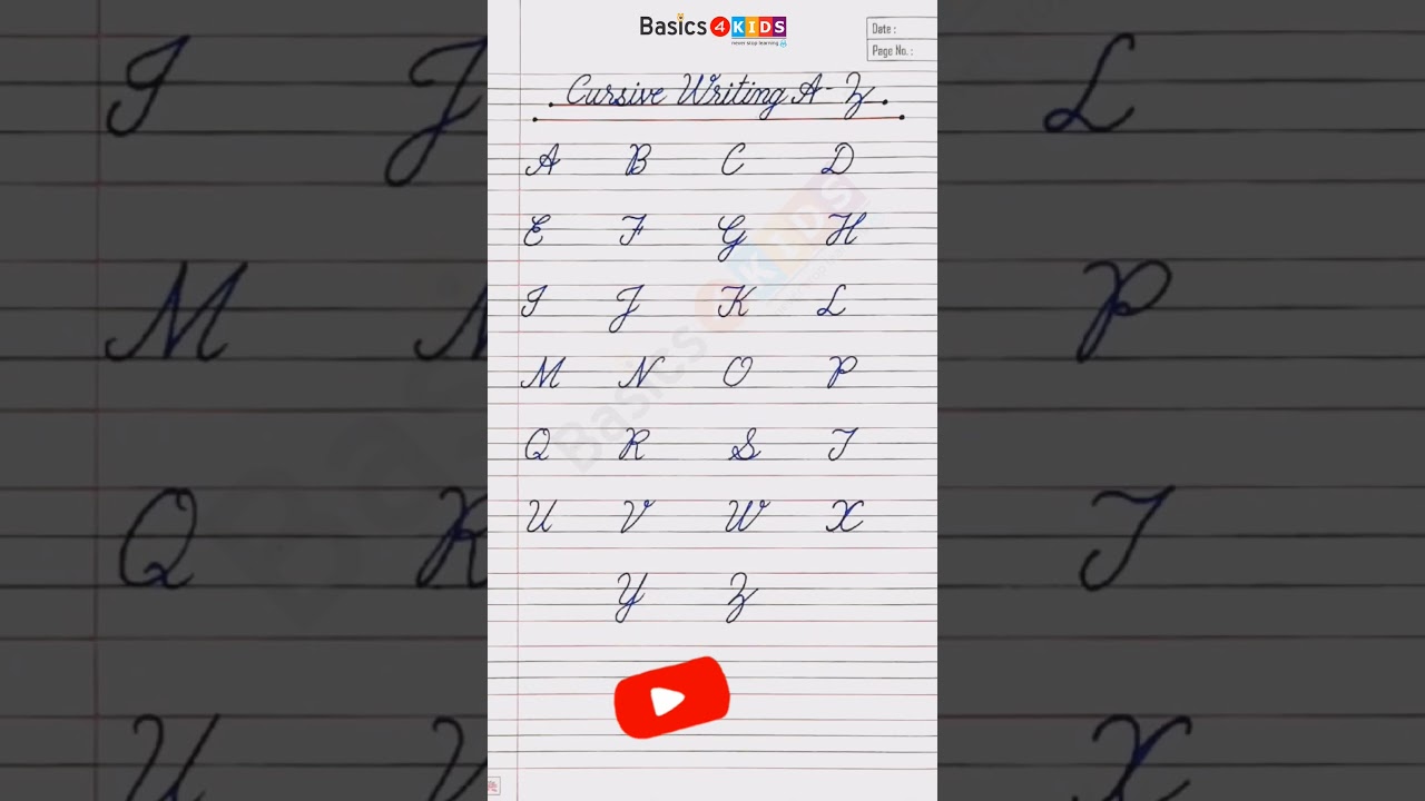 Cursive writing a to z capital letters | how to write cursive a to z in capital letters @Basics4Kids