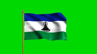 Lesatho National Flag | World Countries Flag Series | Green Screen Flag | Royalty Free Footages