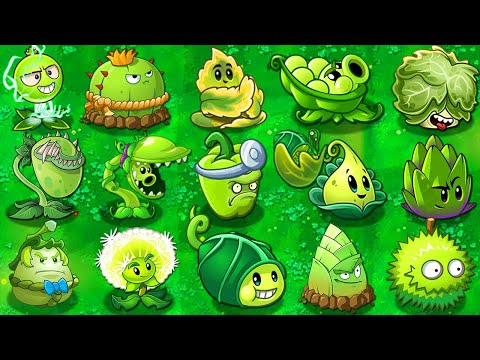 Plants vs Zombies 2 Mod All GREEN Premium Plants Power-Up! vs All Zombies WIN The Game!