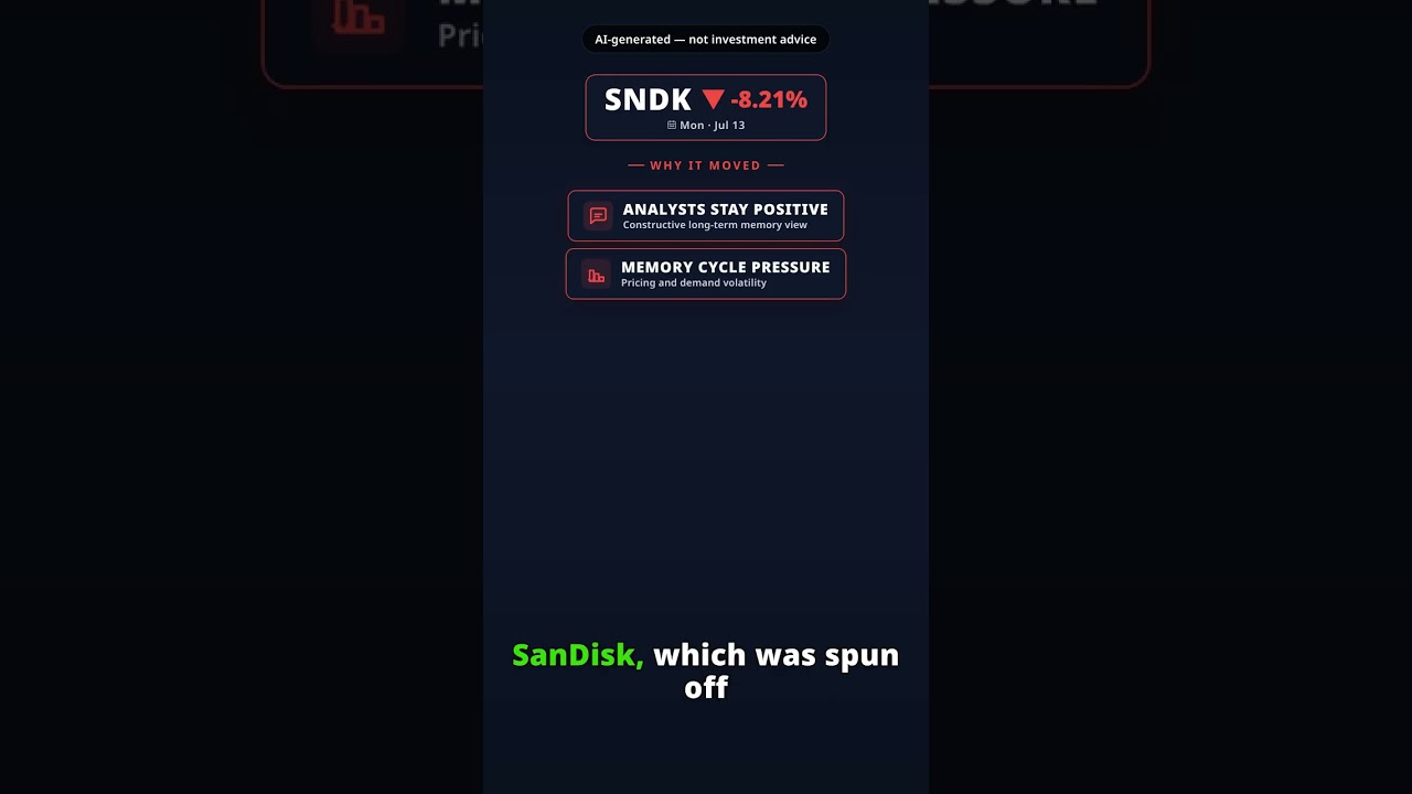 Why Is Sandisk Stock Falling Today? SNDK -8.21% (Jul 13) — Memory Market Pressure