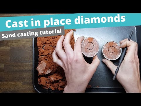 Casting in place diamonds - sand casting - beginners tutorial