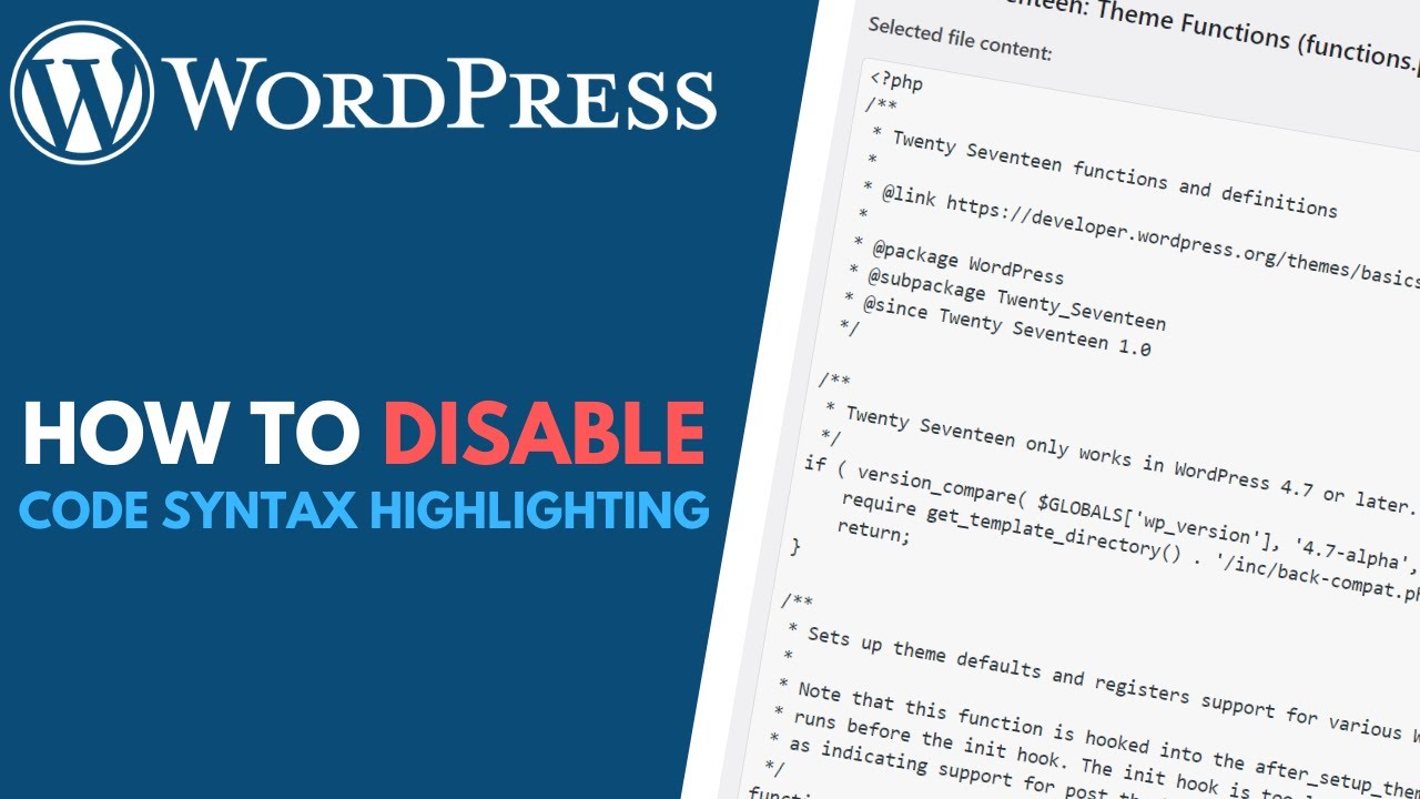 WordPress: How to Disable Code Syntax Highlighting
