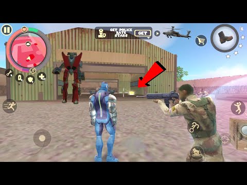 Rope Hero: Vice Town (Rope Hero Fight Secret Military Base) Army Tank Got Stuck Cave - Gameplay HD