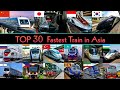 TOP 30 FASTEST TRAIN IN ASIA 2025 Asian Countries Fastest Trains