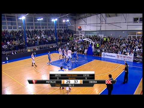 Nemanja Protić beats the clock from deep downtown (Metalac Farmakom - Cibona, 2.3.2015)