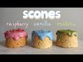 Mini Scones Recipe | Matcha Raspberry Vanilla | Aesthetic Baking Vlog  | ASMR Piano Music No Talking