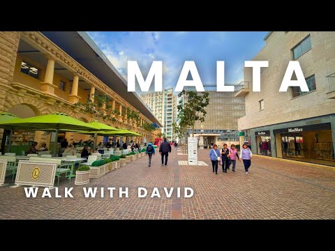 Walking Tour in Malta | Sliema city virtual tour afternoon walk vibes | filmed in 4K HDR 60fps