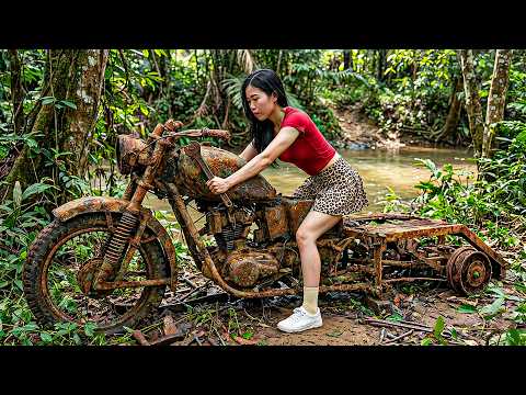 Can She Ride It? Genius Girl Repairs & Fully Restores Abandoned DIY Wood Transport Motorcycle