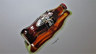 How to draw a Coca-Cola Bottle  - 3D Art - Speed Drawing by Rui Gouveia