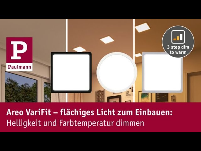 Video Teaser für Areo VariFit - flächiges Licht zum Einbauen: Helligkeit und Farbtemperatur dimmen